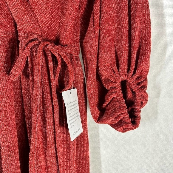 Max Studio Surplice Balloon Sleeve Faux Wrap Midi Dress Size Medium - Picture 6 of 9